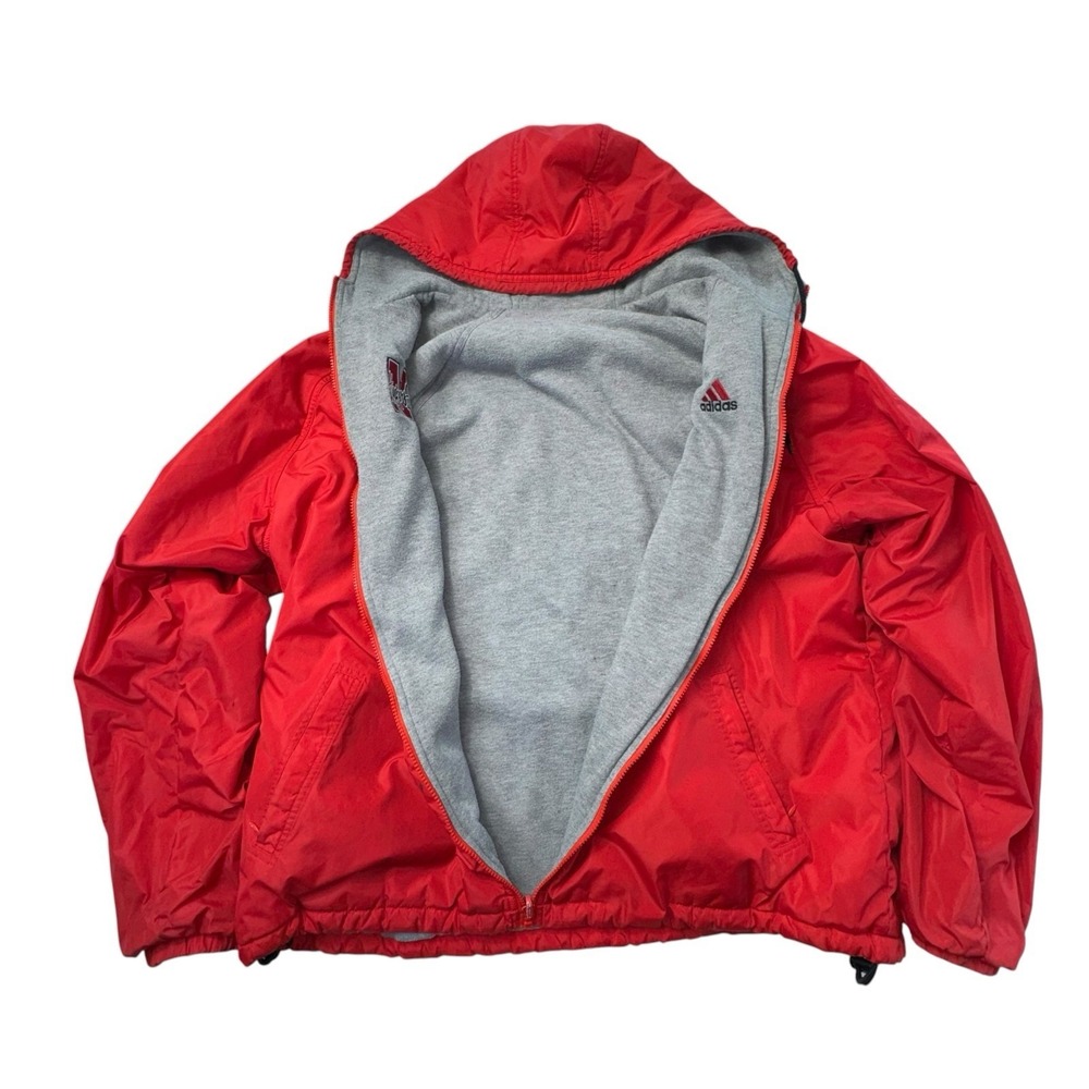 Vintage Y2K Adidas x Nebraska Corn Huskers Hooded Reversible Jacket No Size Tag - Picture 2 of 8